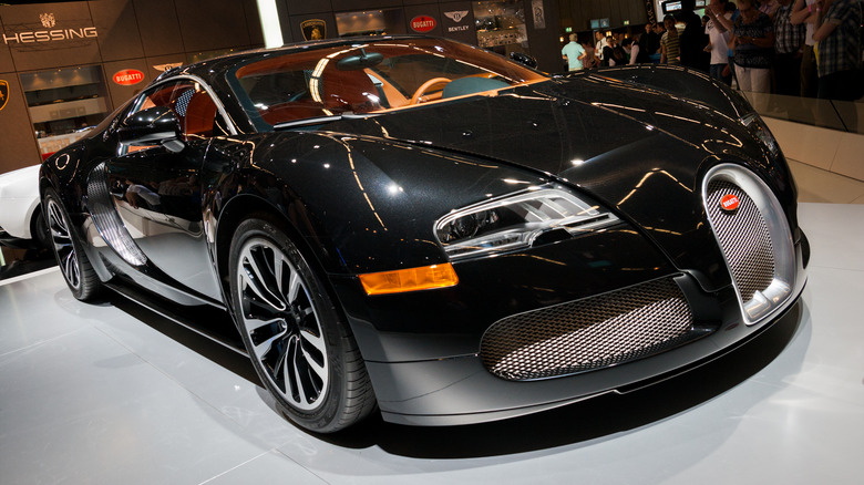 Bugatti Veyron Sang Noir at a motor show