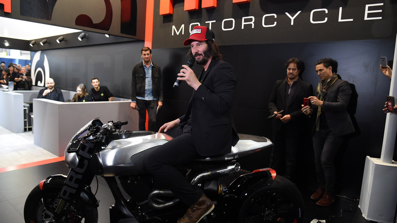 Reeves on an ARCH Motorcyle