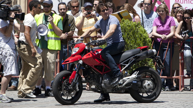 Tom Cruise on a motorcycle