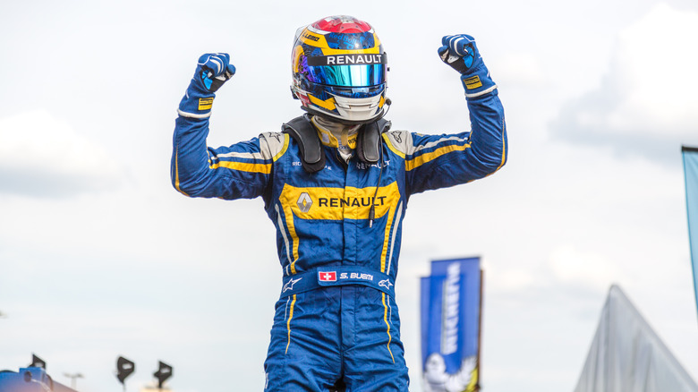 a Renault driver celebrating