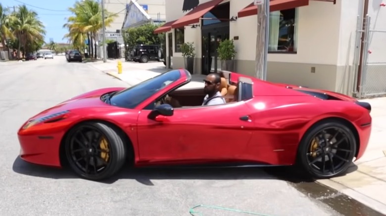 LeBron James driving Ferrari 458