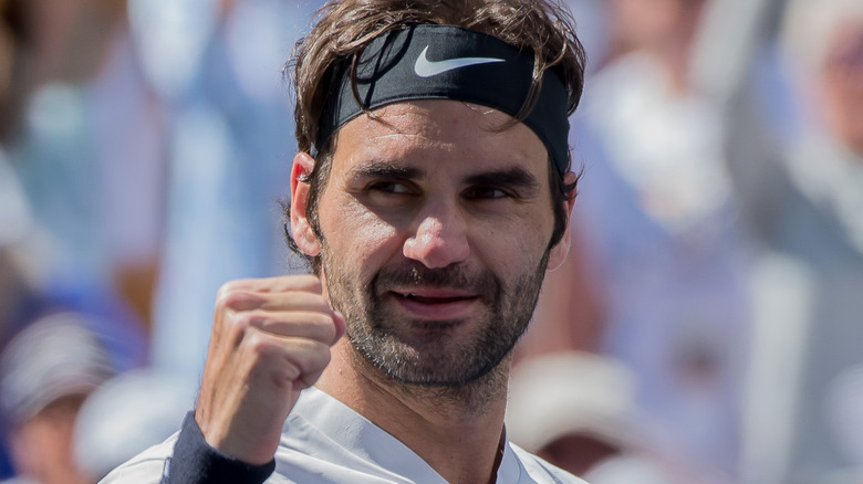 Roger Federer celebrating