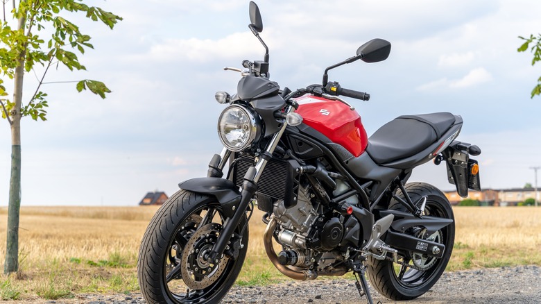 Suzuki SV650 motorcycle parked