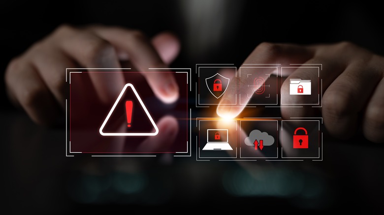 Warning signs signifying cybersecurity