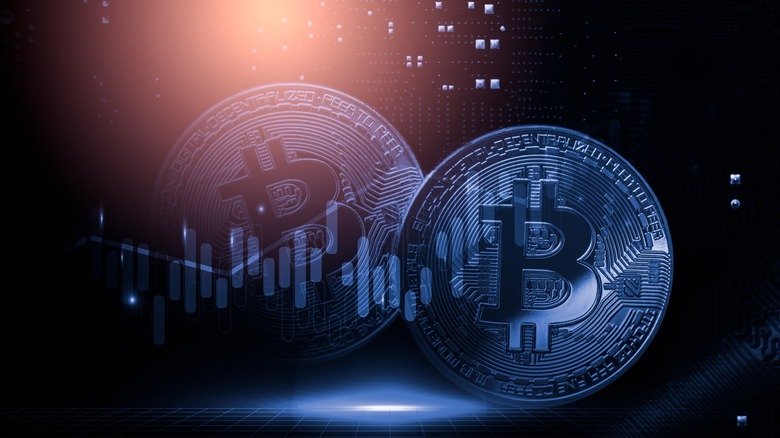 View of the Bitcoin logo