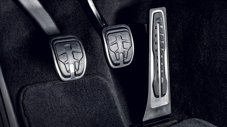 2023 Toyota Supra with a clutch pedal and manual transmission