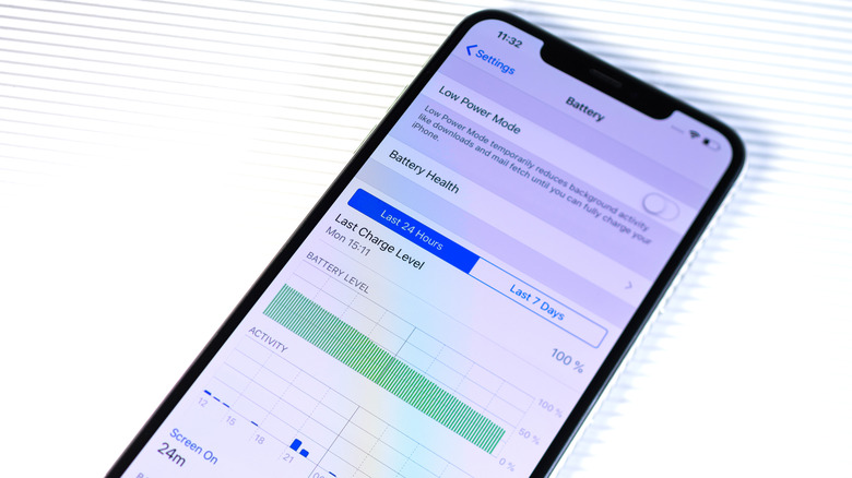 Battery usage screen on iPhone