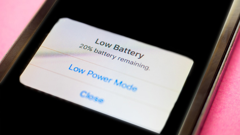 Low power mode popup on iPhone