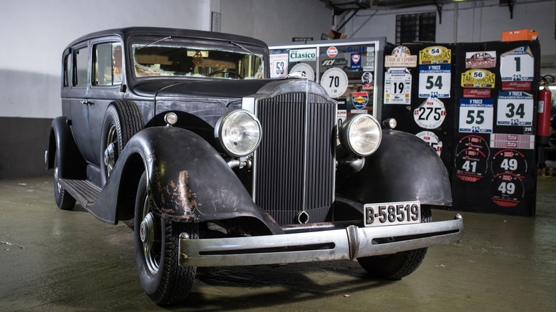 1930s Packard car in garage