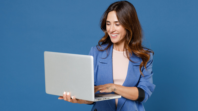 woman working on PC