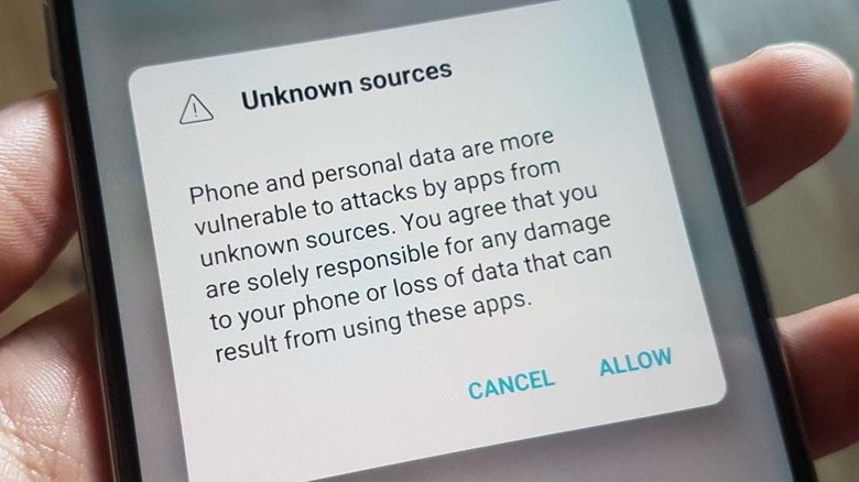 android warning message unknown sources