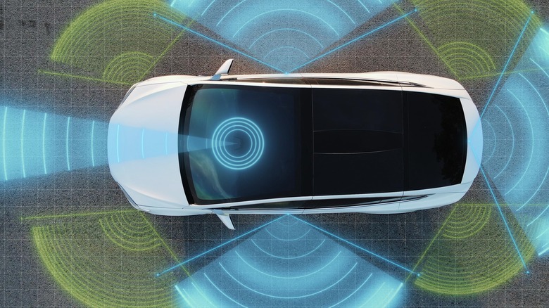 car with sensor field rendering