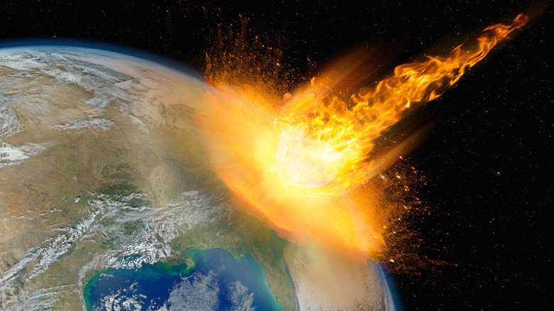 An asteroid hitting Earth