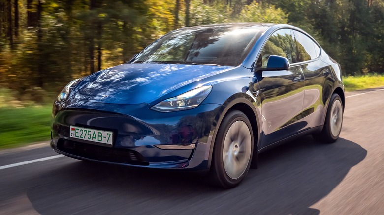 Tesla Model Y road driving 