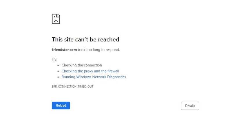 Friendster site unavailable