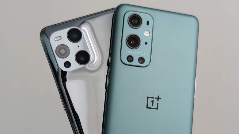 Two OnePlus 9 smartphones