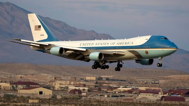 Air Force One VC-25A landing at Nellis Air Force Base