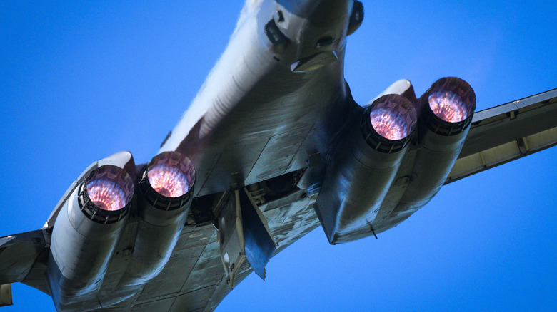 Close-up of afterburners on Air Force jet