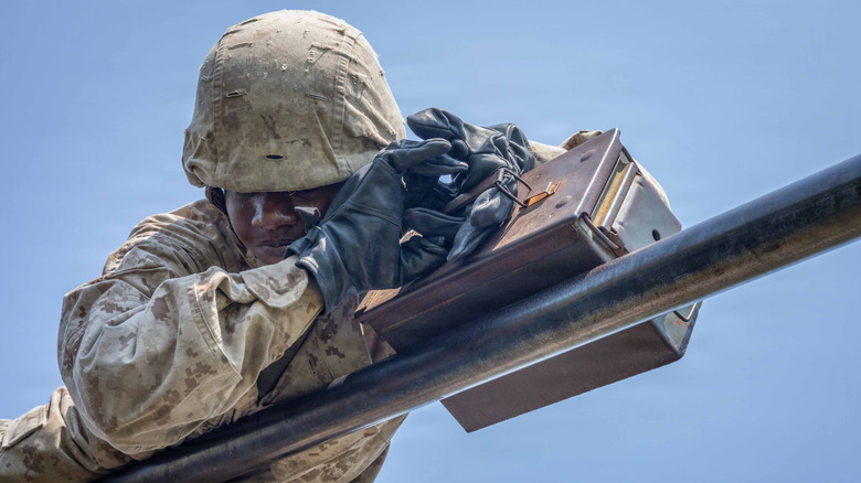 A soldier practice with new polymer ammo case