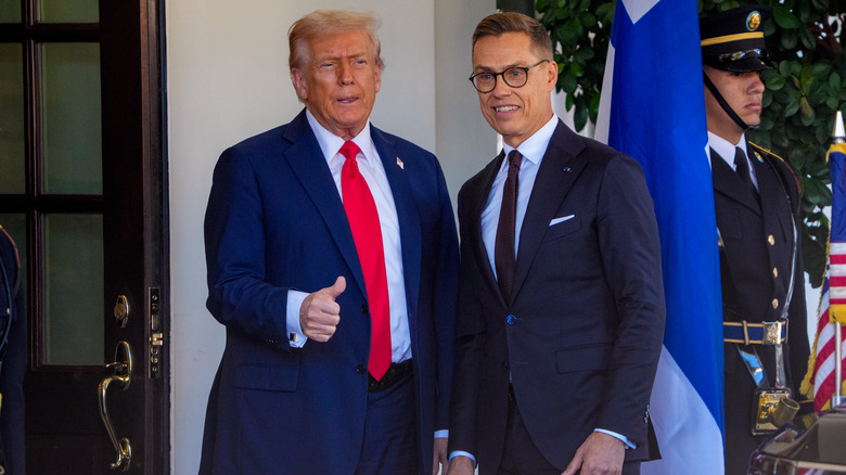 U.S. President Donald Trump with Finnish President Alexander Stubb outside of White house
