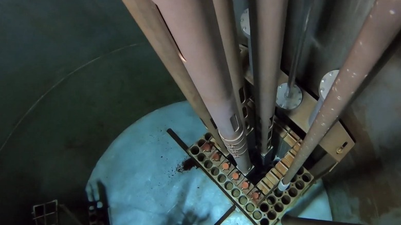 A network of tubes in a nuclear reactor.