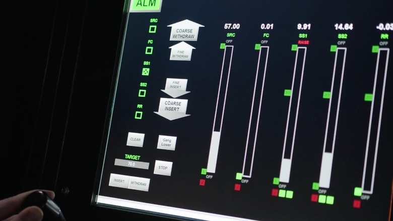 A screen displaying statistics in a nuclear reactor.