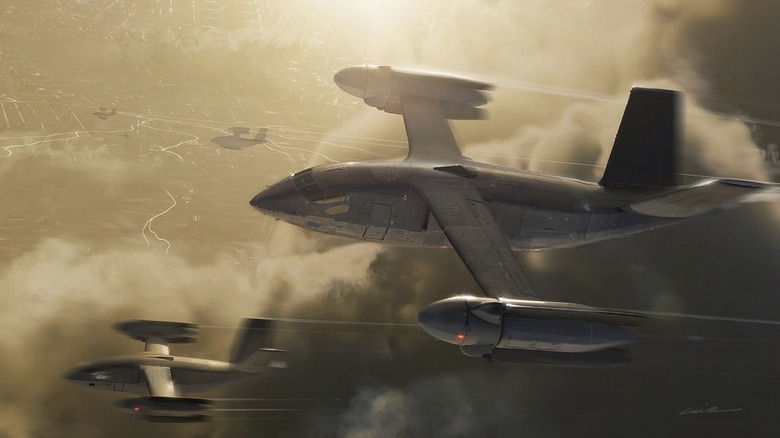 An artist's rendering of DARPA's X-76 aircraft flying together