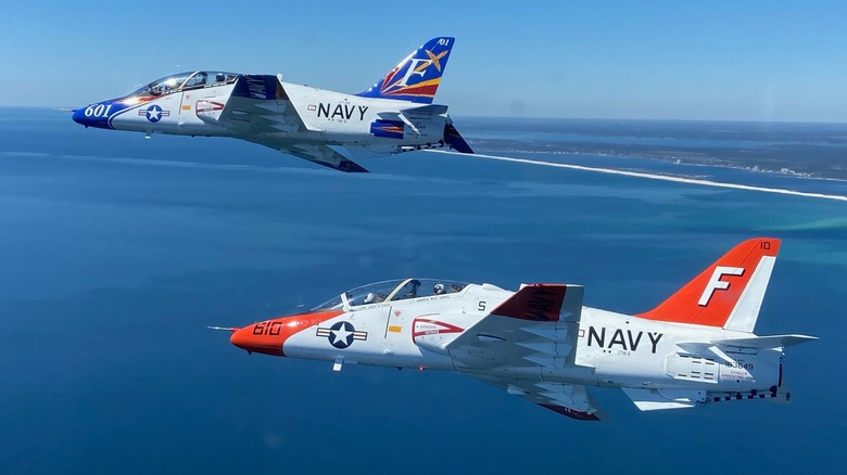 Two U.S. Navy T-45C Goshawks off the coast of Florida's coast