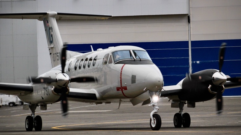 A T-54A Marlin II in operation at Naval Air Station Whidbey Island in 2025