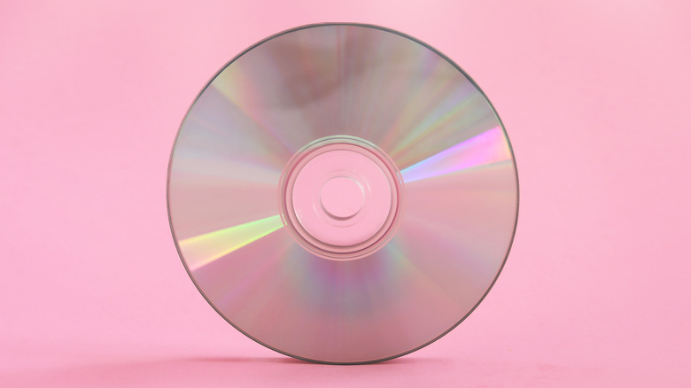 DVD on pink background