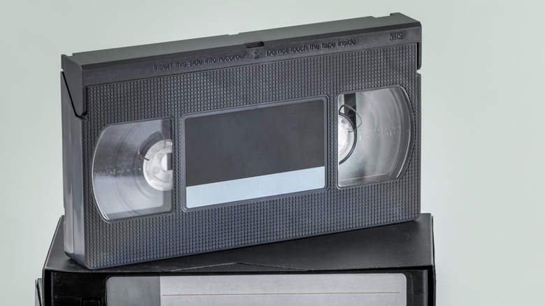 Stacked VHS tapes 