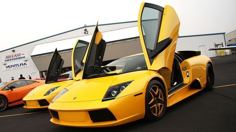 Yellow Murcielago doors up