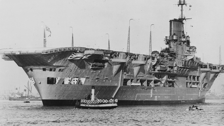 The HMS Ark Royal as seen from the side