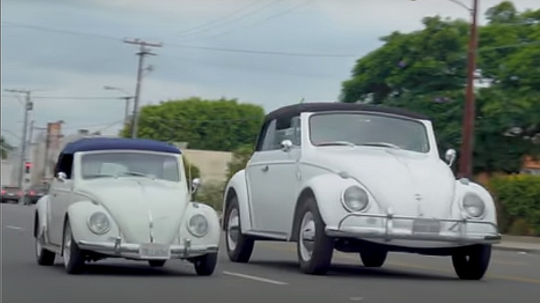 Custom huge VW Beetle driving