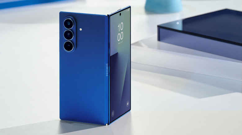 Samsung Galaxy Z Fold 7 posed on table