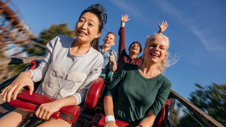 people on roller coaster