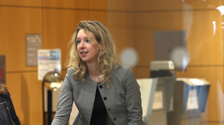 Elizabeth Holmes at a security check in Federal court.