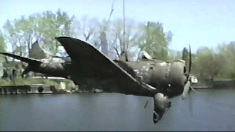 Warplane being rescued from Lake Michigan