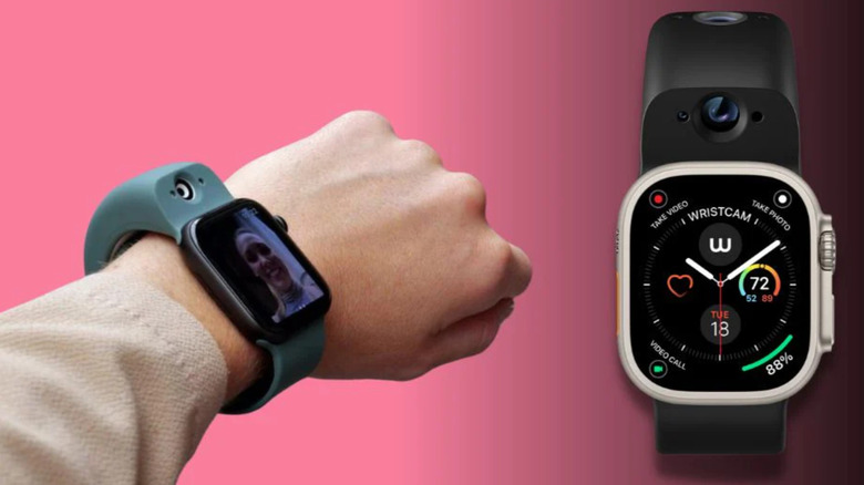 Apple Watch with Wristcam attached