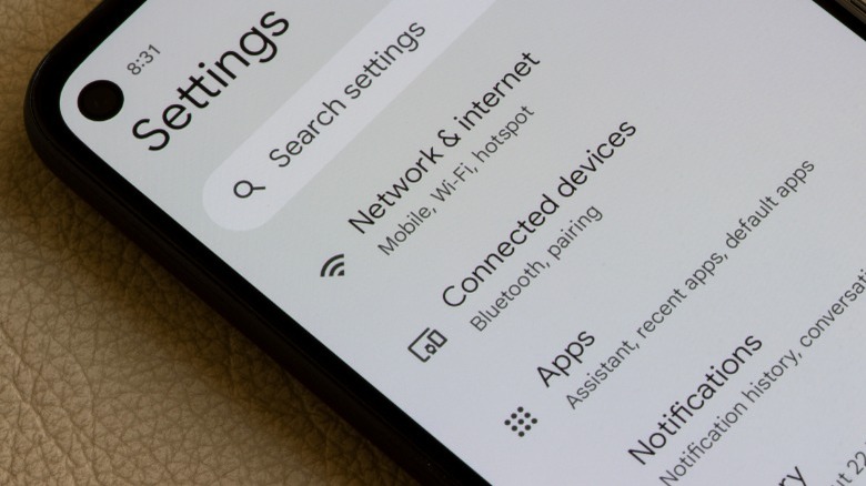 android settings app screen