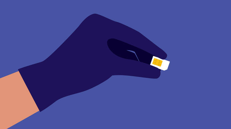 An illustration shows a gloved thief stealing a user's SIM card.