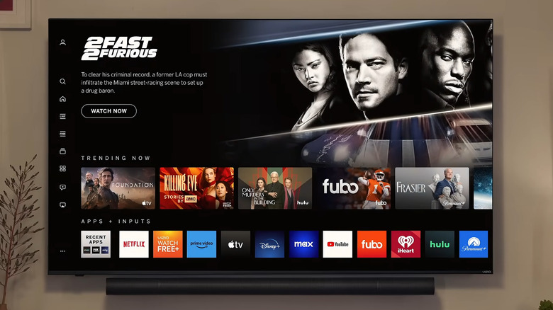 Vizio TV in living room showing home screen