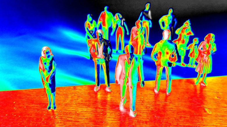 crowd captured using a thermal camera