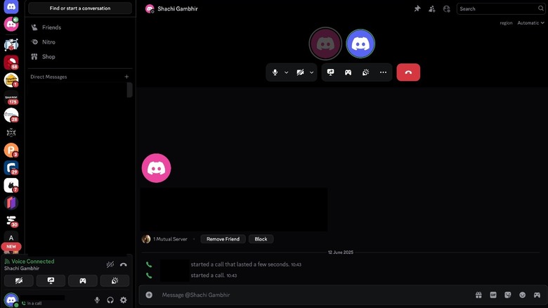 Discord app running a video call