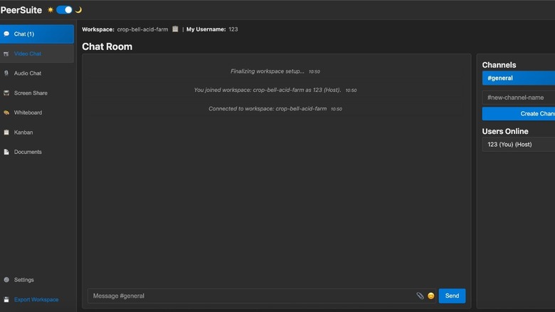 PeerSuite running on a computer
