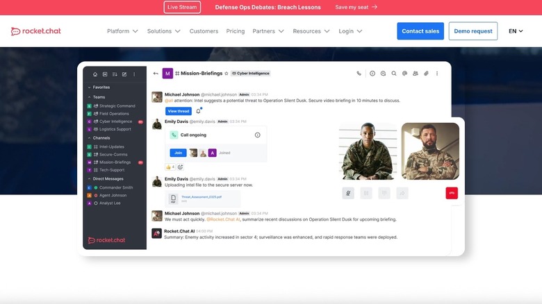 Rocket Chat web interface
