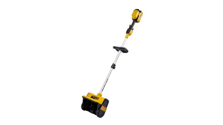 DeWalt powered snow shovel on white background