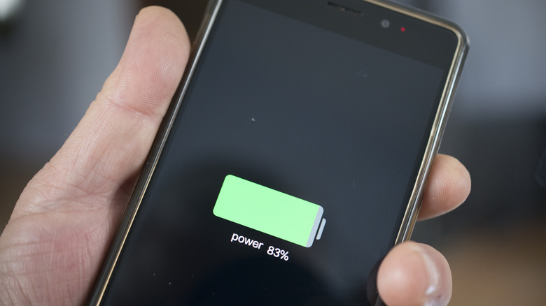 An Android smartphone displays battery level