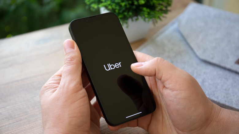 Uber logo on an iPhone