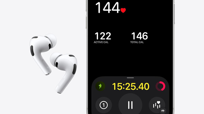 Apple AirPods Pro 3rd generation displaying heart rate